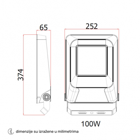 Reflektor FL100W-08 snage 100W, boja svetla 4000K, u IP65 zaštiti