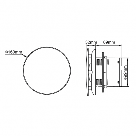 Ventilator za kupatilo crne boje dizajniran je za efikasnu ventilaciju manjih prostora