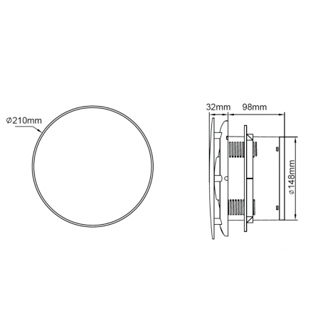 Ventilator za kupatilo LFWW-13X crne boje namenjen je za efikasnu ventilaciju većih kupatila, kuhinja i poslovnih prostora.