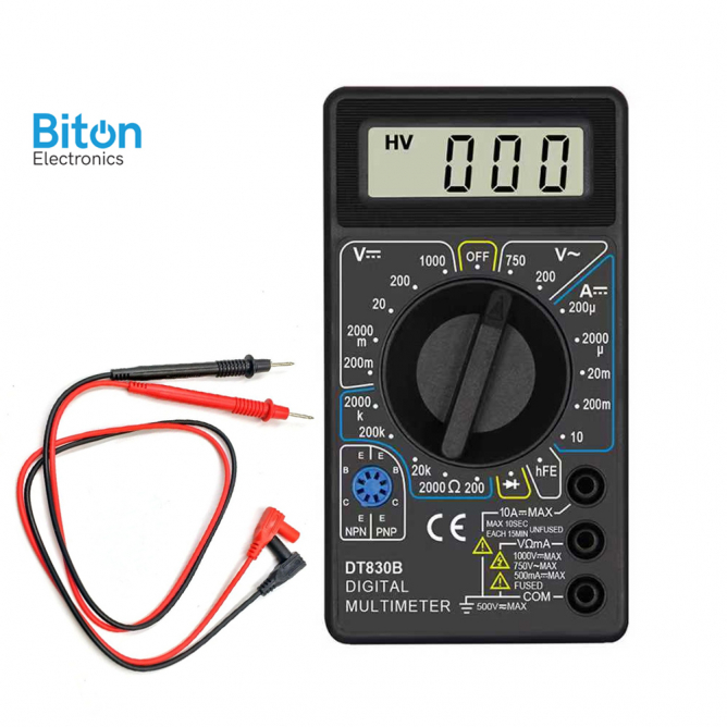 Digitalni unimer DT-830B sa LCD ekranom od 3,5“ podržava merenje napona, struje, otpora, temperature i provere dioda.