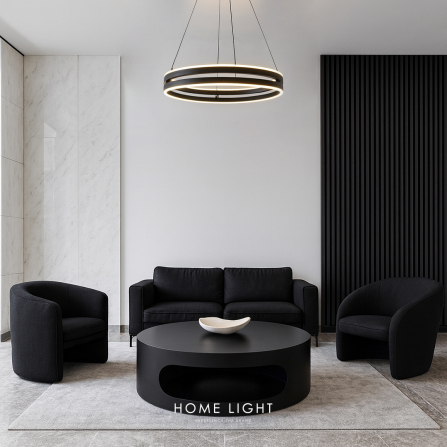 Crni LED luster sa 48W snage, dimabilan i sa mogućnošću promene boje svetla (3000K, 4000K, 6000K)