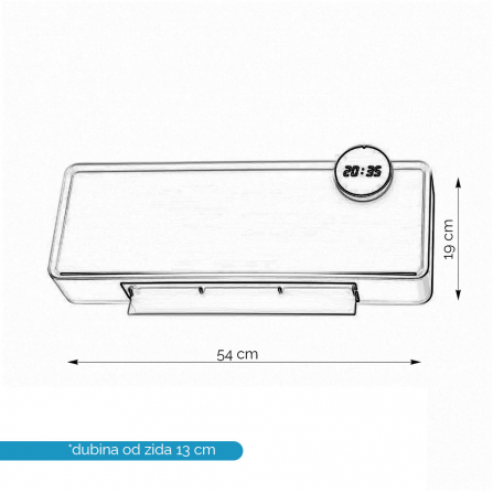Zidna grejalica bele boje sa daljinskom kontrolom, snaga 2000W