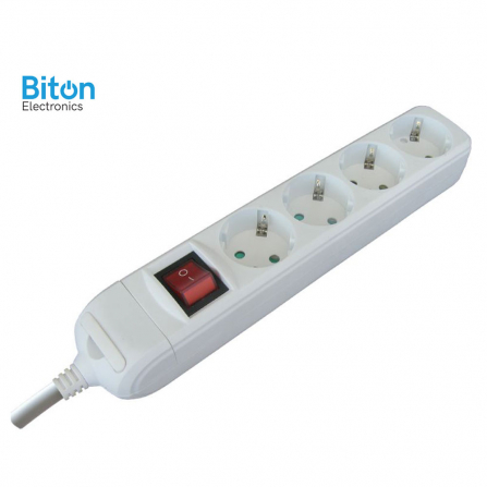 Prenosna priključnica/podsklop sa 4 utična mesta, bele boje, bez kabla sa prekidačem.