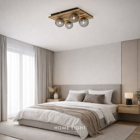 Plafonjera sa 4*G9 sijalice i drvenim elementima u elegantnom izdanju