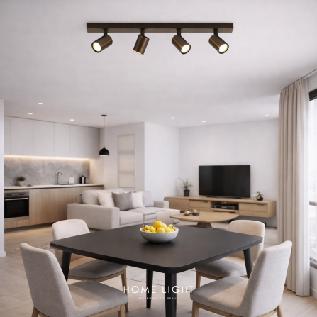 Plafonska spot svetiljka u bronzanoj boji sa 4 reflektora, 4xGU10