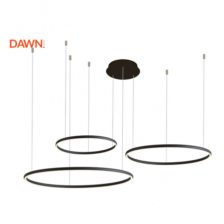 Atraktivan i moderan LED luster crne boje, snage 110W, emituje toplo belo svetlo