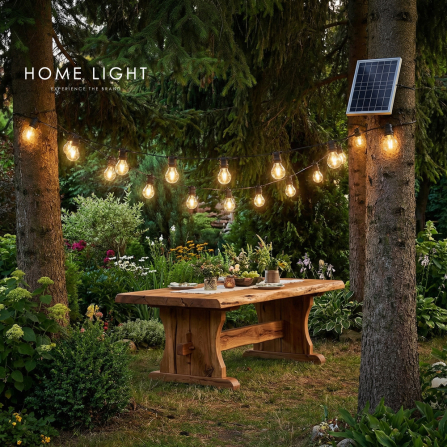 Solarna spoljna svetiljka sa setom kablova i 24 grla za sijalicu E27