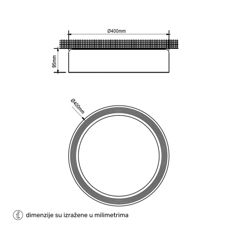 LED plafonjera u belo zlatnoj boji, snage 30W, sa tri boje svetla