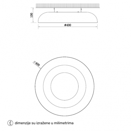 LED plafonjera snage 24W, zelene boje, sa tri boje svetla