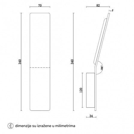 LED zidna lampa crne boje, snage 6W sa tri boje svetla