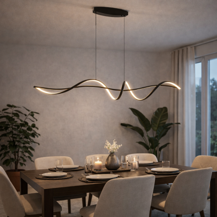 Elegantni LED luster, visilica snage 24W u crnoj boji, sa toplo belom bojom svetla