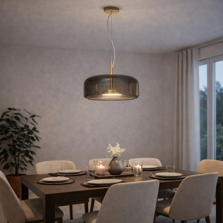 Elegantna visilica modernog kružnog dizajna sa providnim abažurom