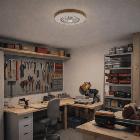 Led plafonjera-ventilator snage 48W, boja drveta, sa ugrađenim ventilatorom i mogućnošću dimovanja svetla