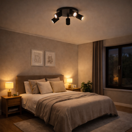 spot lampa sa 5*GU10 grla u crnoj boji