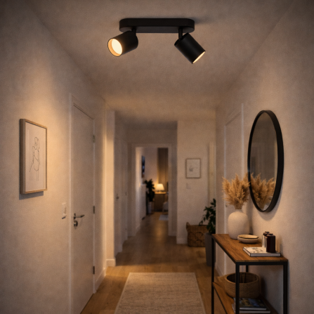 spot lampa sa 2*GU10 grla u crnoj boji