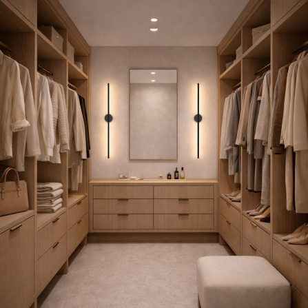 Moderna LED zidna lampa crne boje, pruža toplo belo svetlo (3000K) uz snagu od 12W