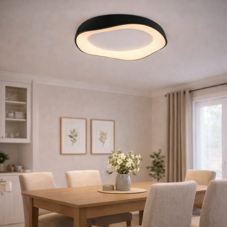 Crna LED plafonjera, snage 28W, omogućava prilagodljivo osvetljenje (3000K, 4000K, 6000K)