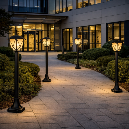 Podni fenjer rustičnog izgleda u crnoj boji