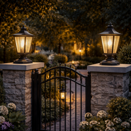 Stubni fenjer u crnoj boji sa sijaličnim grlom tip E27.