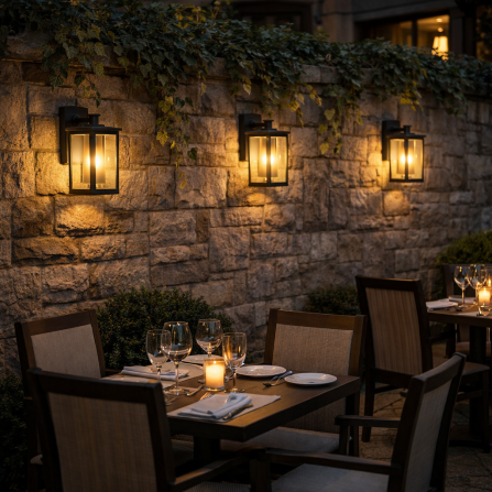 Zidni fenjer oblika kvadra, u crnoj boji sa sijaličnim grlom tip E27.