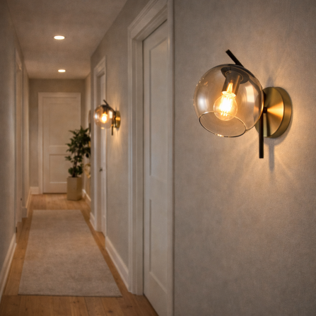 Zidna lampa sa 1xE14 sijalicom, u crnoj i bakarnoj boji