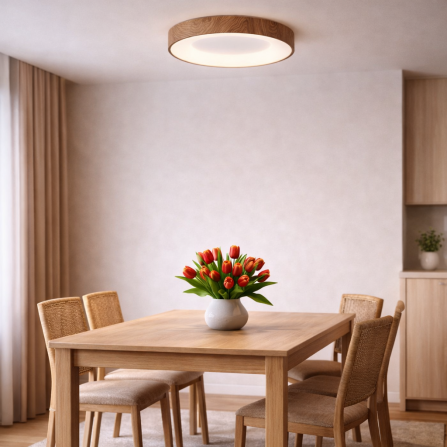 LED plafonjera sa okvirom boje drveta, snage 20W sa tri boje svetla