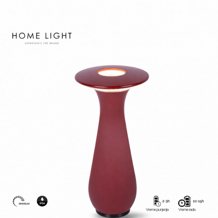 Punjiva stona lampa, crvene boje, snaga 2.5W, mogućnost dimovanja