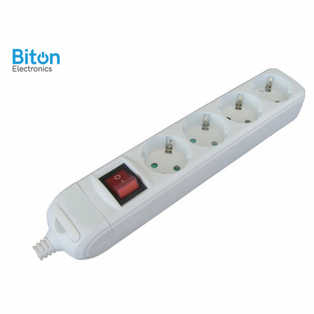 Prenosna priključnica/podsklop sa 4 utična mesta, bele boje, bez kabla sa prekidačem.