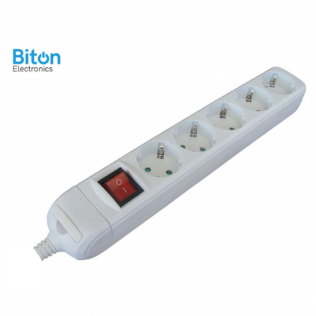 Prenosna priključnica/podsklop sa 5 utičnih mesta, bele boje, bez kabla i sa prekidačem.